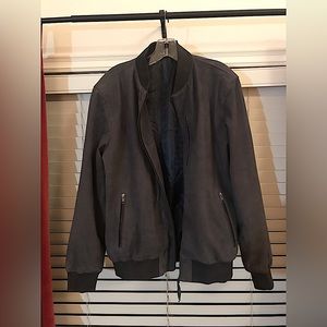 Mens Dark Grey Suede Jacket